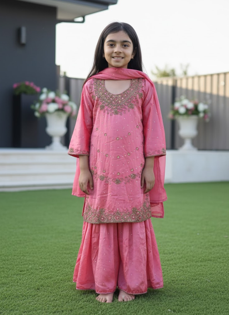 Silk Sharara Suit for Kids – Elegant Ethnic Wear for Girls
