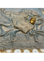 Pure Fandy Satin Silk Saree with Rose Gold Beadwork 44