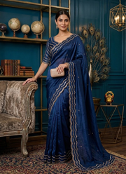 Pure Fandy Satin Silk Saree with Rose Gold Beadwork 45