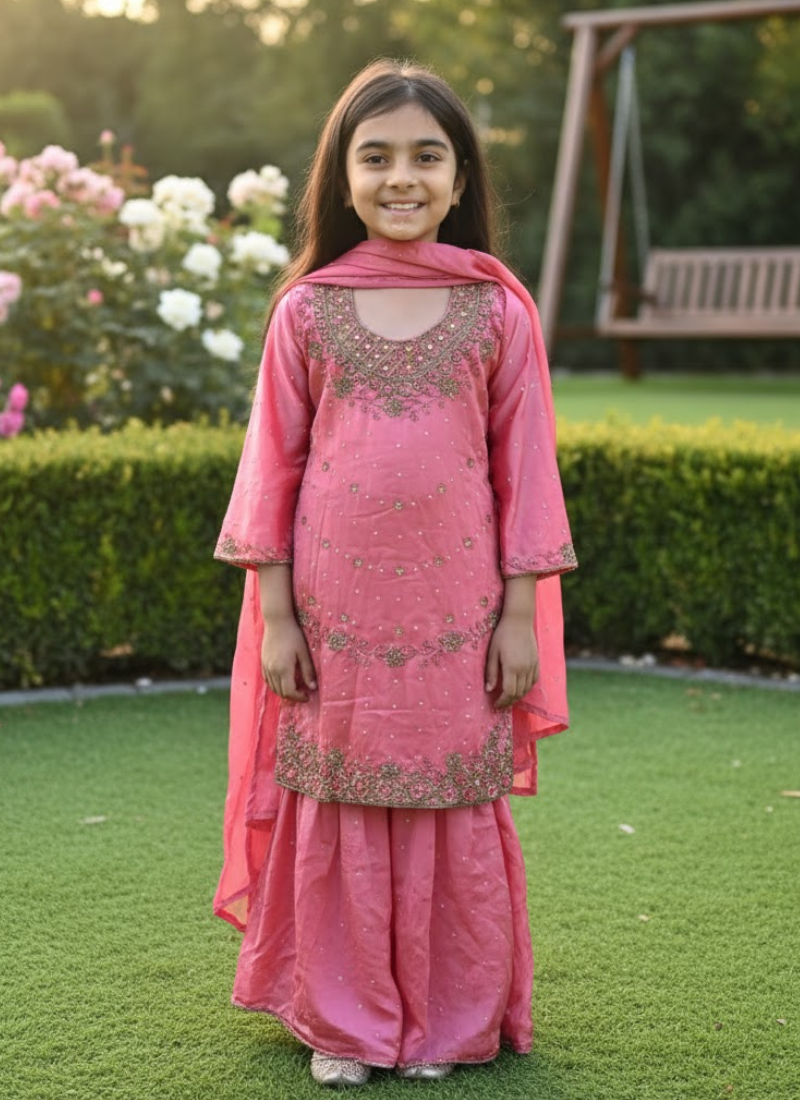 Silk Sharara Suit for Kids – Elegant Ethnic Wear for Girls