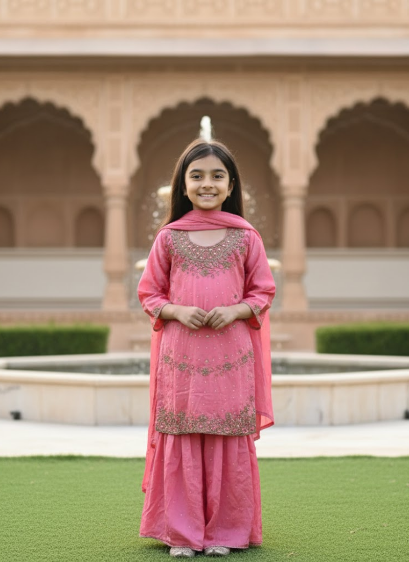 Silk Sharara Suit for Kids – Elegant Ethnic Wear for Girls
