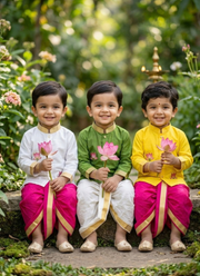 Lotus Embroidered Kids Dhoti Kurta Set 5