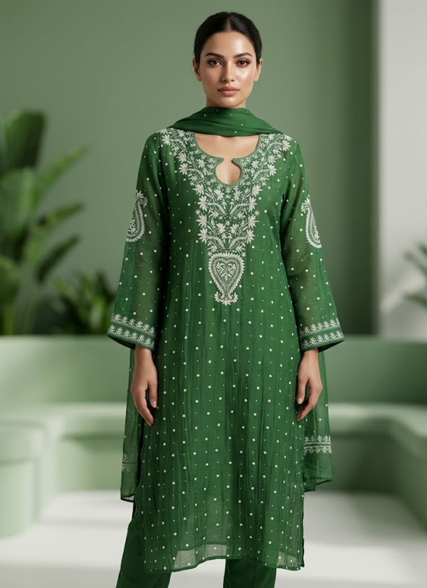 Mul Chanderi Chikankari Suit Set | Indian Wedding Guest Outfit Australia