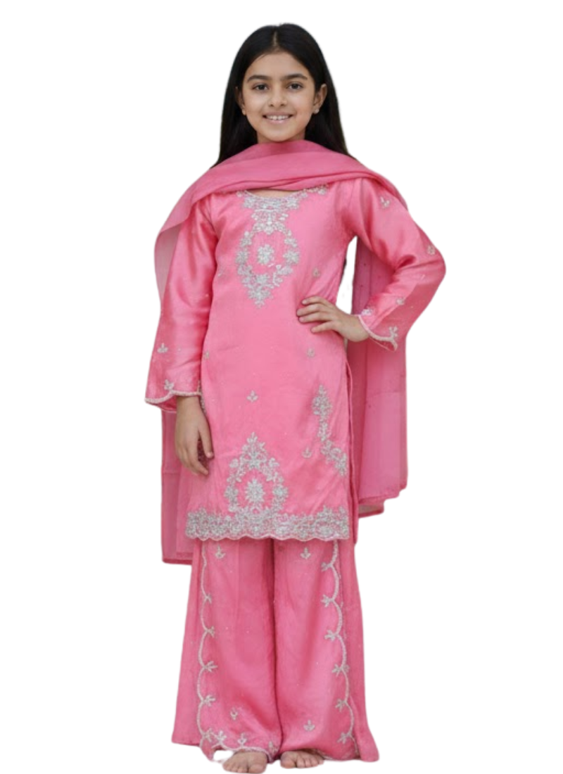Silk Sharara Suit for Girls – Festive Ethnic Wear for Kids