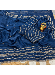 Pure Fandy Satin Silk Saree with Rose Gold Beadwork 49