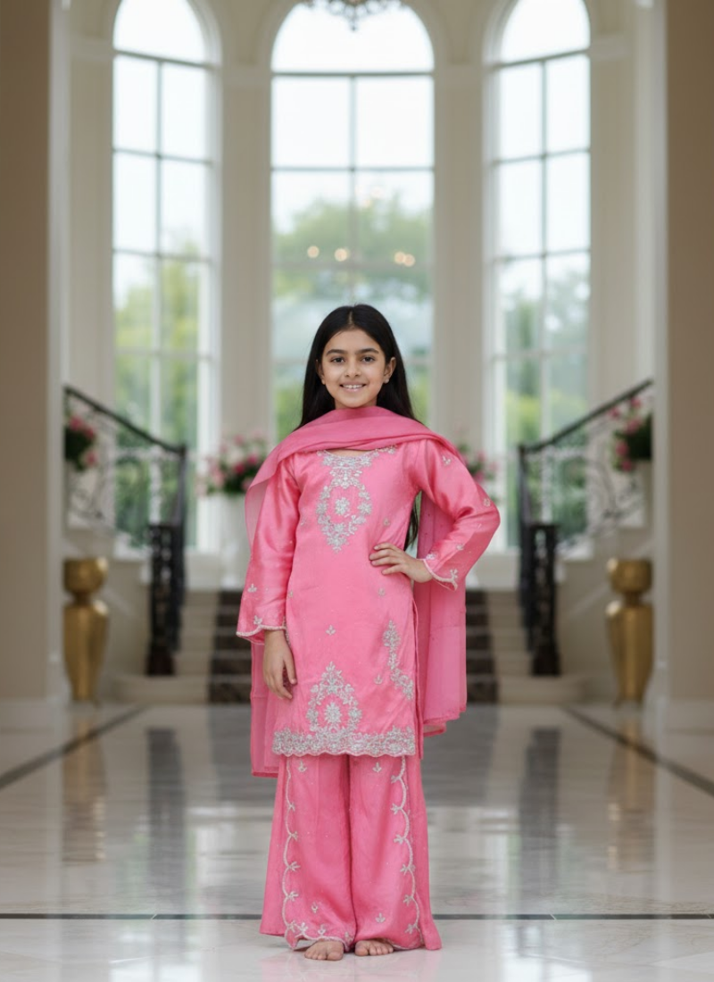 Silk Sharara Suit for Girls – Festive Ethnic Wear for Kids