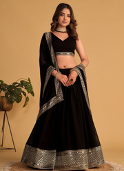 Georgette Lehenga Set – Zari & Sequins Embroidery with Blouse & Dupatta 4