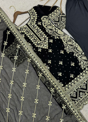 Faux Georgette Straight Punjabi Suit with Sequins & Moti Embroidery + Dupatta 6