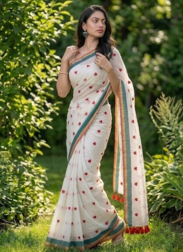 Love Buti Embroidery Mul Cotton Saree