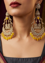 Yellow Kundan Earrings 6