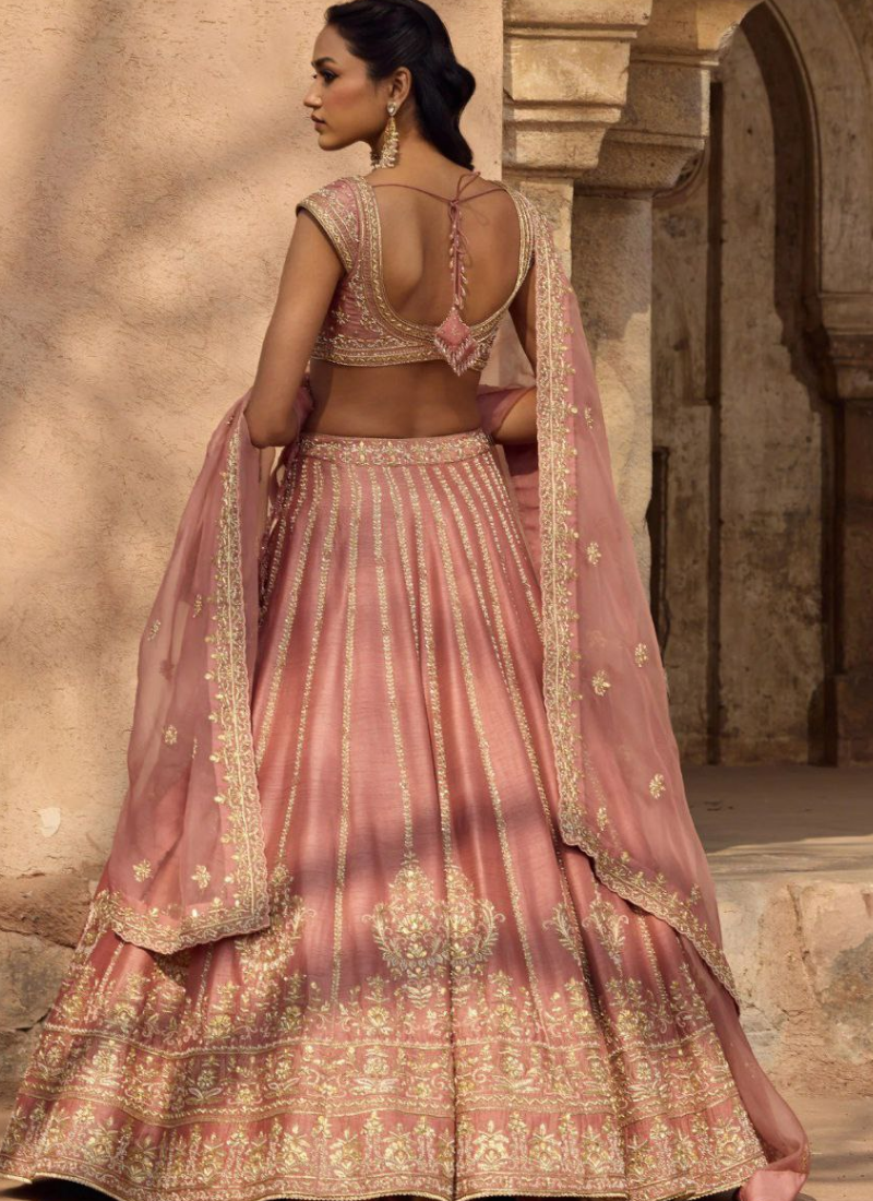 Fancy Fabric Lehenga Choli with Zari & Sequins Embroidery + Net Dupatta