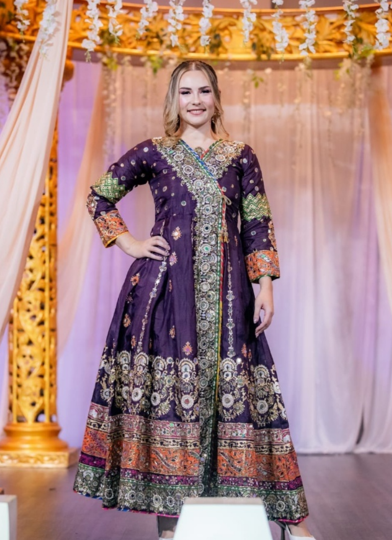 Pakistani Raw Silk Anarkali with Embroidery