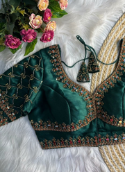 Italian Silk Women’s Blouse with Jari, Sequins & Beads Work (Front‑Open Design) 4