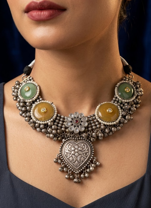 Kavi Silver Necklace Set, Indian jewelry free shipping Australia