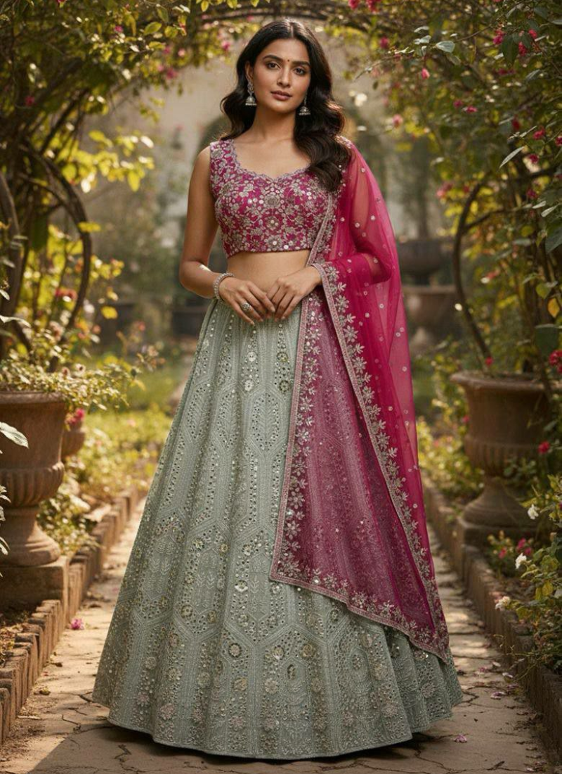 Faux Georgette Lehenga Choli with Net Dupatta