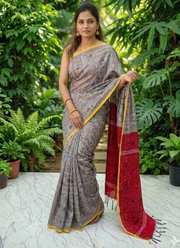 Madhubani Print Saree with Blouse 4