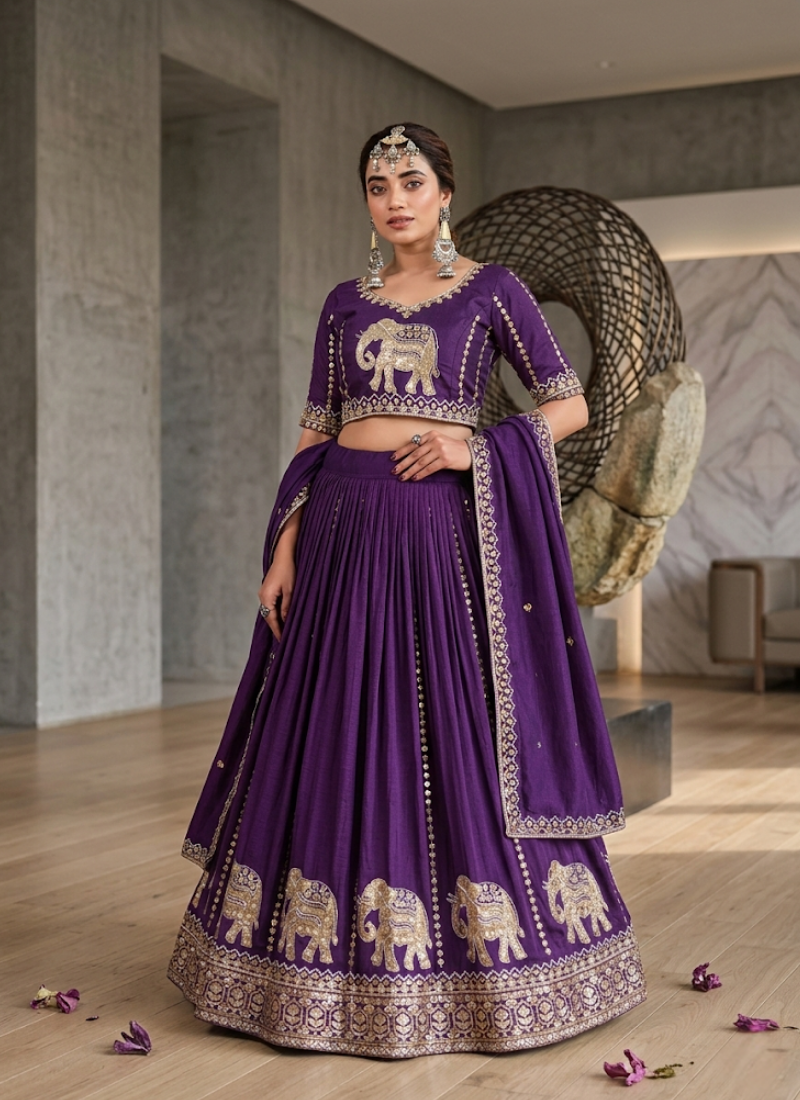 Vichitra Lehenga Choli with Heavy Sequin Embroidery