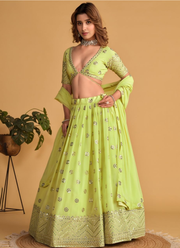 Georgette Lehenga Set – Zari & Sequins Embroidery with Blouse & Dupatta 4