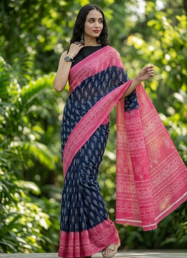 Pure joypuri Mulmul Saree with Blouse