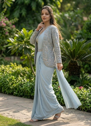 Chinnon Silk Drape Saree – Embroidery Sequence Work 4