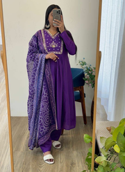 Dark Wine Chanderi Cotton Anarkali Gown with Taby Silk Dupatta 4