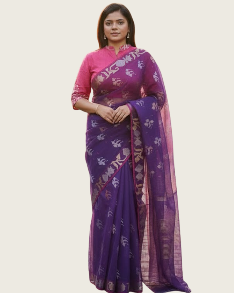 Bangladeshi Jamdani Saree – Kodom Full Design Purple