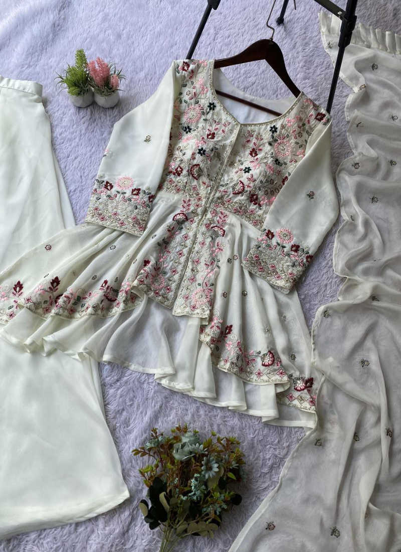 Rangoli Silk Palazzo Suit with Sequins Embroidery + Dupatta
