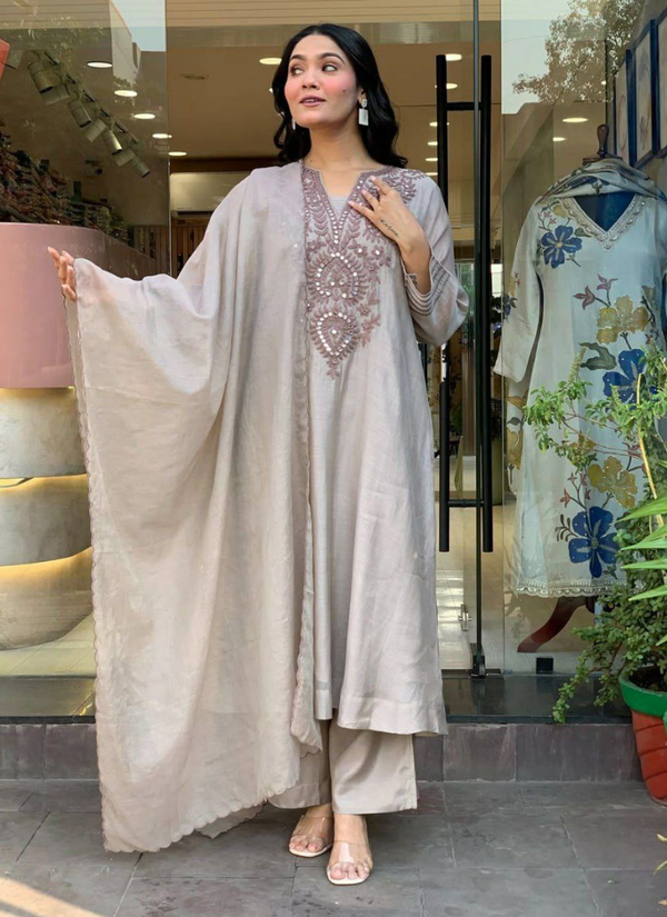 Muslin Cotton Salwar Kameez with Embroidered Dupatta Australia