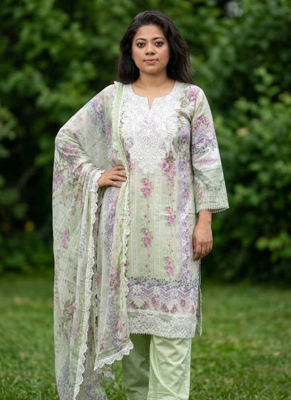 Lawn Cotton Salwar Kameez with Chiffon Dupatta