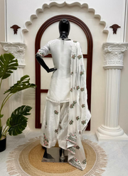 Heavy Fendy Silk Suit Set – Embroidery & Lace with Palazzo & Dupatta 4