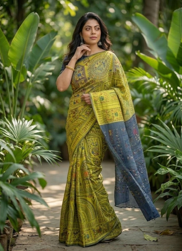 Madhubani Print Saree with Blouse