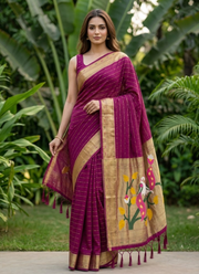 Cotton Paithani Saree – Zari Buttis & Pallu with Blouse 4