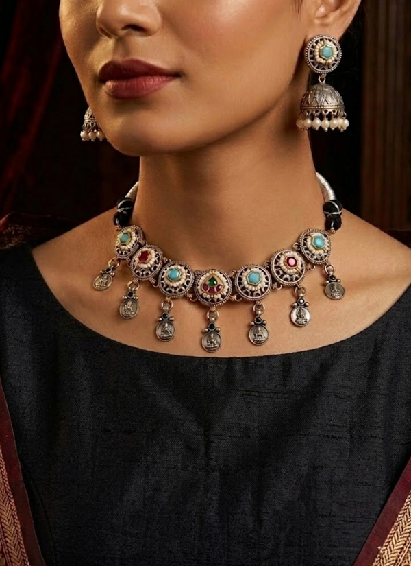 Minakshi Dual Tone Necklace Set