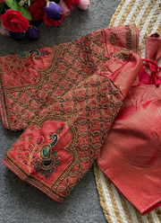 Banarasi Jacquard Silk Blouse with Heavy Handwork 12