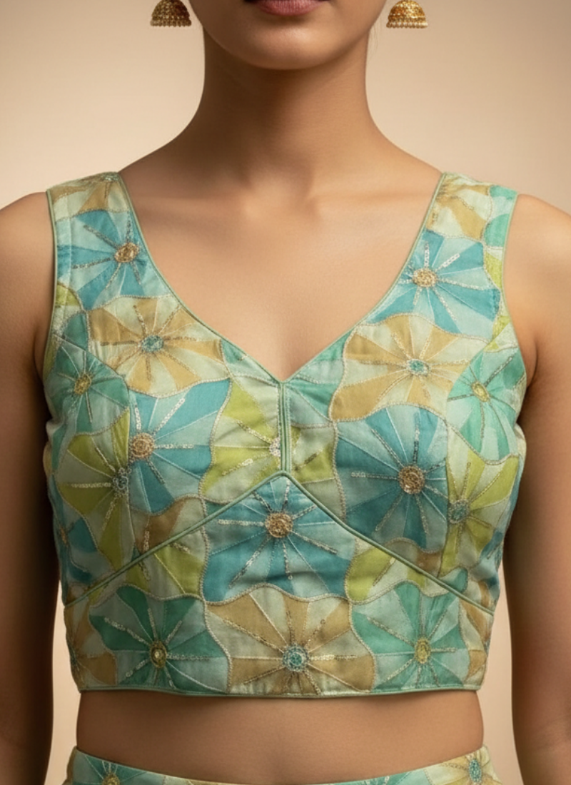 Stylish Crepe Back-Open Party Blouse