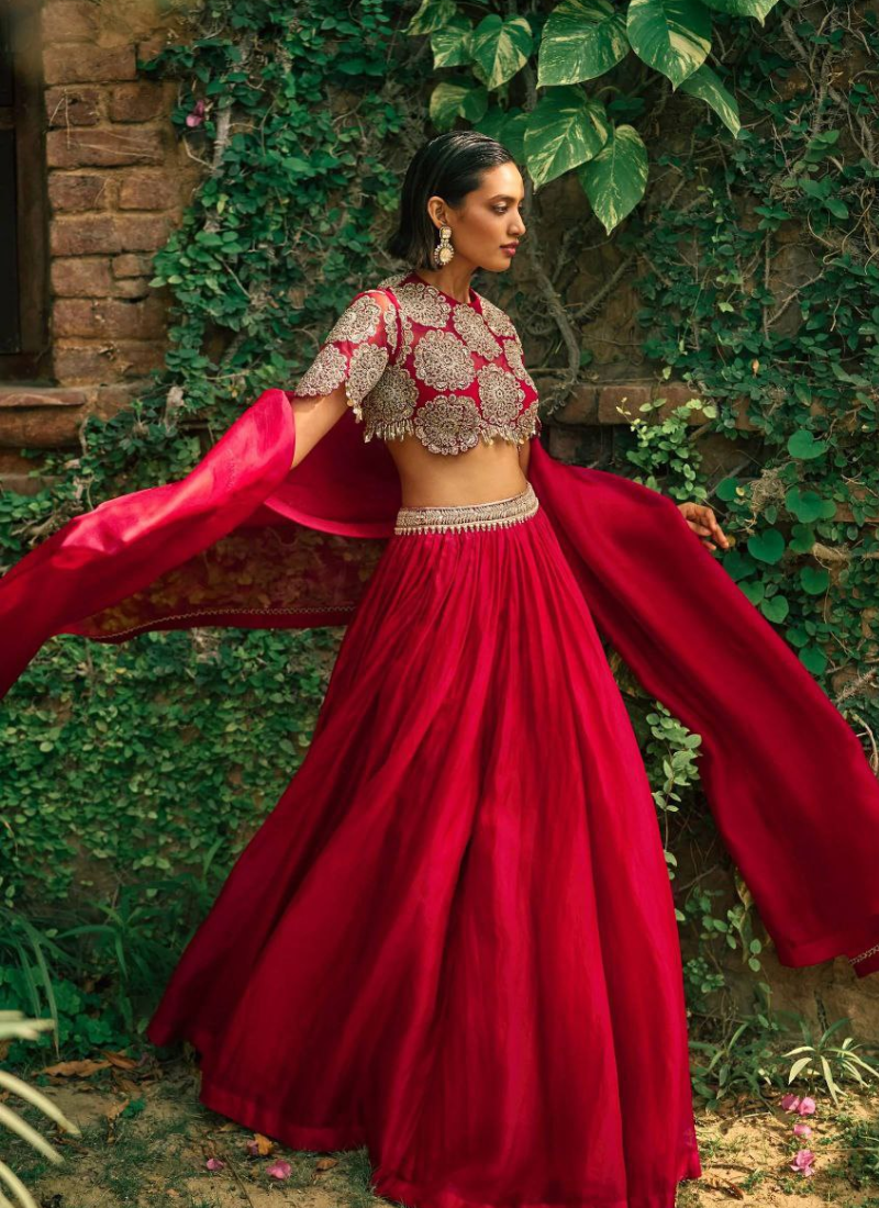 Roman Silk Lehenga Choli with Sequin Dupatta