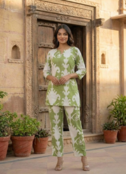 Women’s Green Printed Salwar Kamiz Co-Ord Set 3