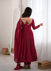Premium Mal Chanderi Anarkali Set – Mirror Lace Work with Dupatta & Pant 5