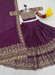 Designer Chinon Embroidery Lehenga Set 2