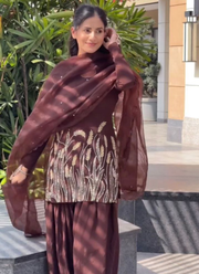 Faux Georgette Farshi Salwar Suit – Organza Dupatta 2