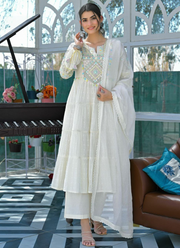 Flex Butti Cotton Anarkali Dress with Embroidery & Kota Dupatta 7