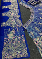 Royal Blue Butterfly Net Lehenga Choli with Sequins & Coding Embroidery + Dupatta 5