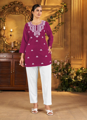 Embroidered Rayon Short Top for Women | Stylish Sharara Suit 7