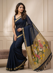 Cotton Paithani Saree – Zari Buttis & Pallu with Blouse 5