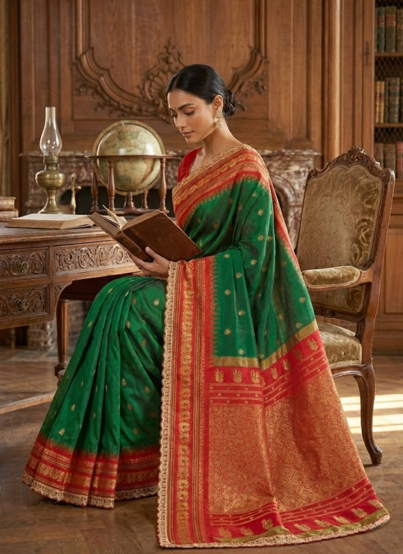 Banaras Silk Saree with Shovosachi Border