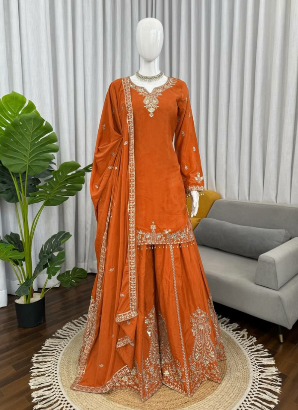 Crepe Sharara Set with Embroidered Dupatta