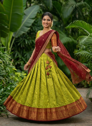 South-Style Kanjivaram Silk Lehenga, Traditional Indian Silk Lehenga for Weddings & Festivals Australia 5