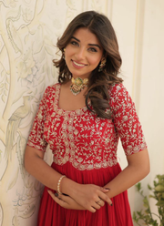Faux Blooming Anarkali Dress with Zari Sequins Embroidery (Sizes M–XXL) 7