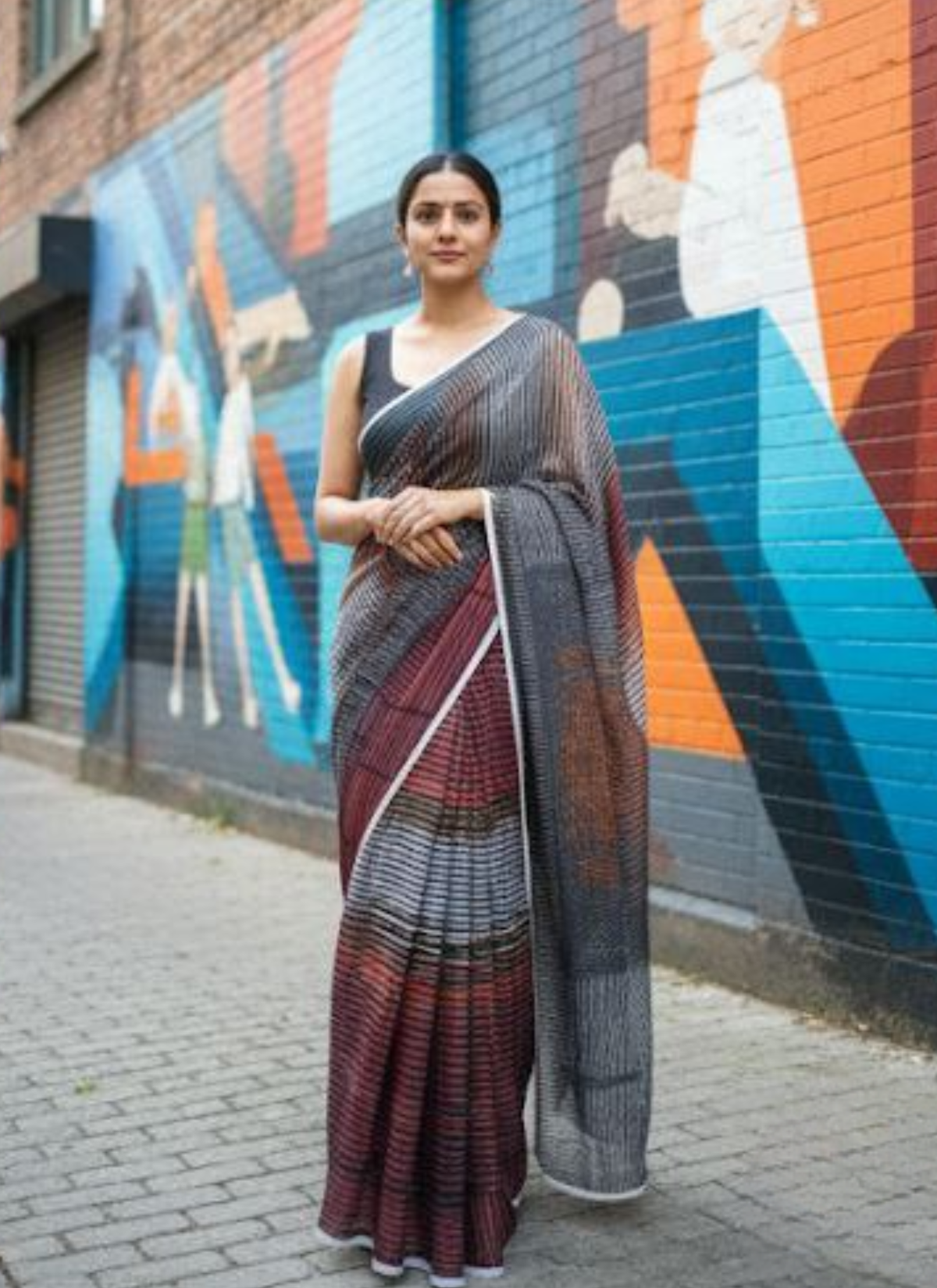 Multi-Color Tashar Silk Saree – Vertical Stripes Designer Saree