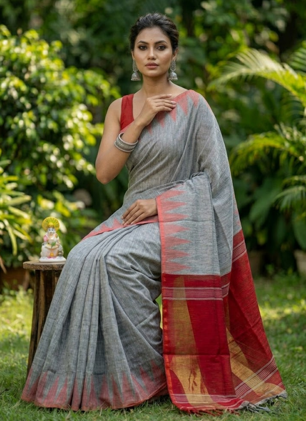 Temple Handloom Cotton Silk Saree